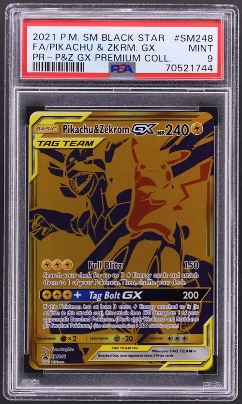 2021 Pokemon Sm Black Star Promo #SM248 Full Art / Pikachu & Zekrom Gx Pikachu & Zekrom Gx Premium Collection
