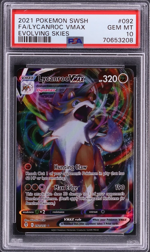 2021 Pokemon Sword & Shield Evolving Skies #092 Full Art / Lycanroc Vmax
