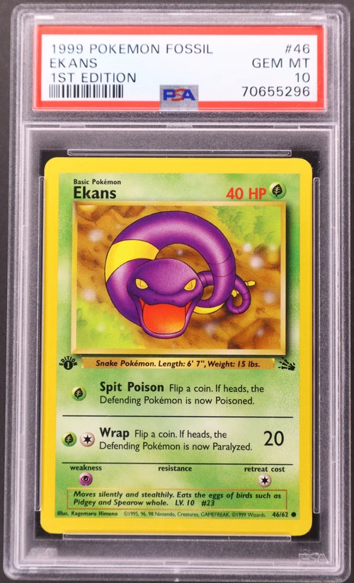 1999 Pokemon Fossil #46 Ekans 1st Edition