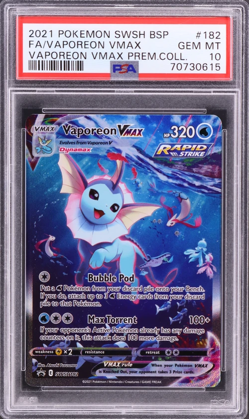 2021 Pokemon Swsh Black Star Promo #182 Full Art / Vaporeon Vmax Vaporeon Vmax Premium Collection