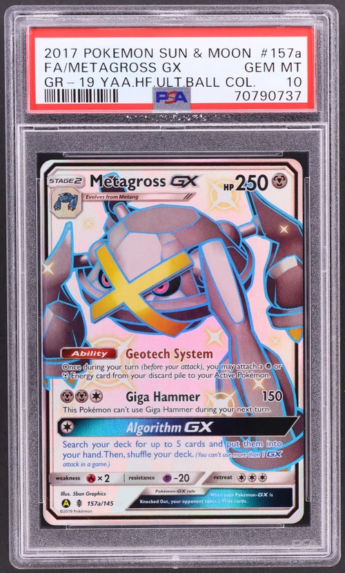 2017 Pokemon Sun & Moon Guardians Rising #157a Full Art / Metagross Gx 2019 Yellow a Alternate Art Hidden Fates Ultra Ball Collection