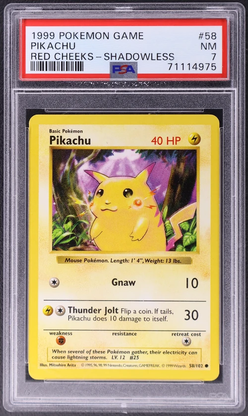 1999 Pokemon Game #58 Pikachu Red Cheeks-Shadowless
