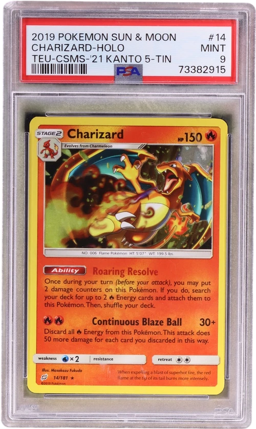 2019 Pokemon Sun & Moon Team Up #14 Charizard-Holo Cosmos-2021 Kanto 5-Tin Exclusive