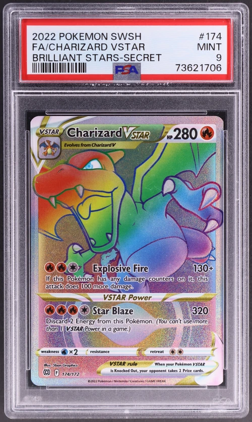 2022 Pokemon Sword & Shield Brilliant Stars #174 Full Art / Charizard Vstar Secret