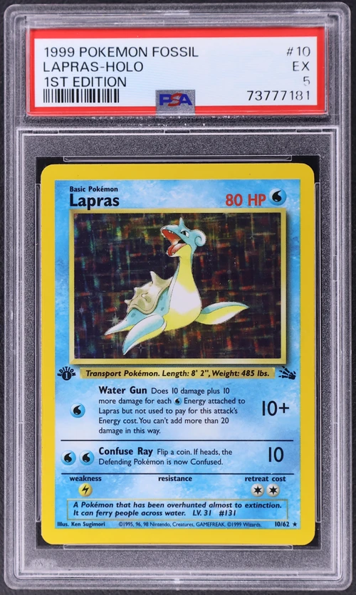 1999 Pokemon Fossil #10 Lapras-Holo 1st Edition