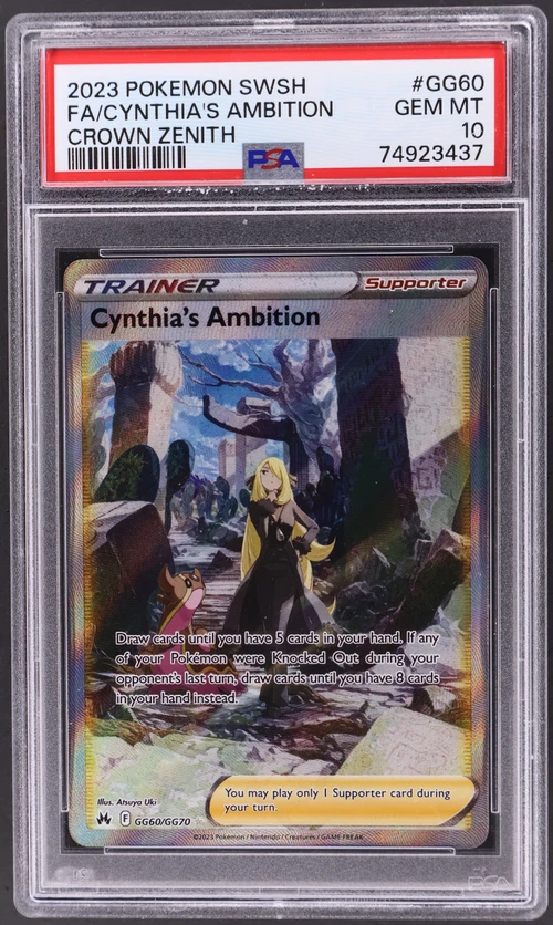 2023 Pokemon Sword and Shield Crown Zenith #GG60 Full Art / Cynthia's Ambition (PSA 10)