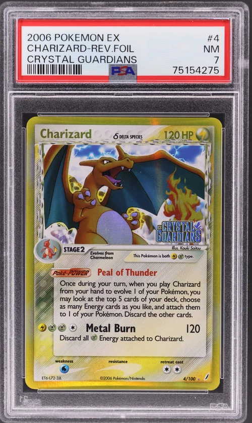 2006 Pokemon Ex Crystal Guardians #4 Charizard-Reverse Foil (PSA 7)