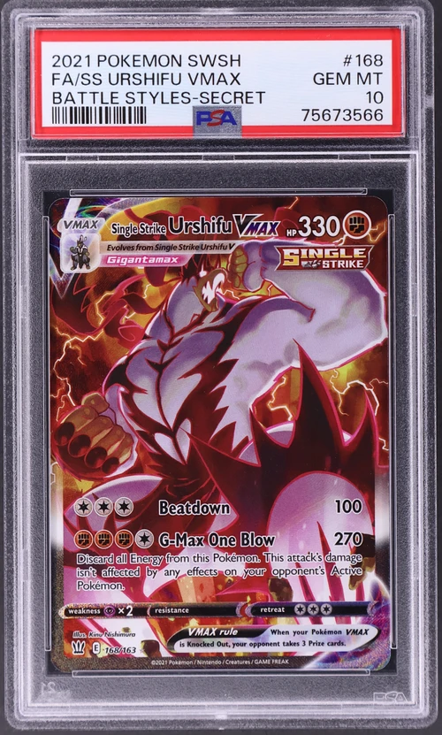 2021 Pokemon Sword & Shield Battle Styles #168 Full Art / Single Strike Urshifu Vmax Secret