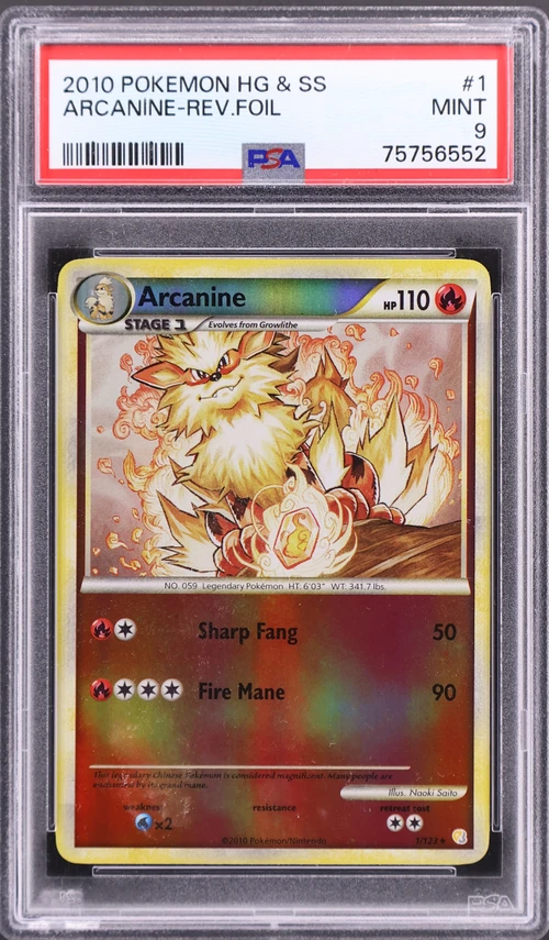 2010 Pokemon Heartgold & Soulsilver #1 Arcanine-Reverse Foil