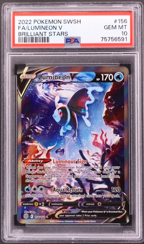 2022 Pokemon Sword & Shield Brilliant Stars #156 Full Art / Lumineon V