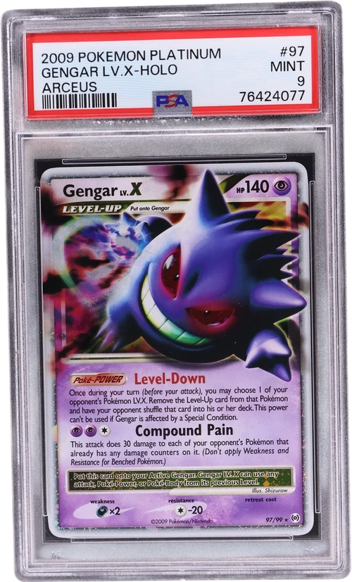 2009 Pokemon Platinum Arceus #97 Gengar Lv.x-Holo (PSA 9)