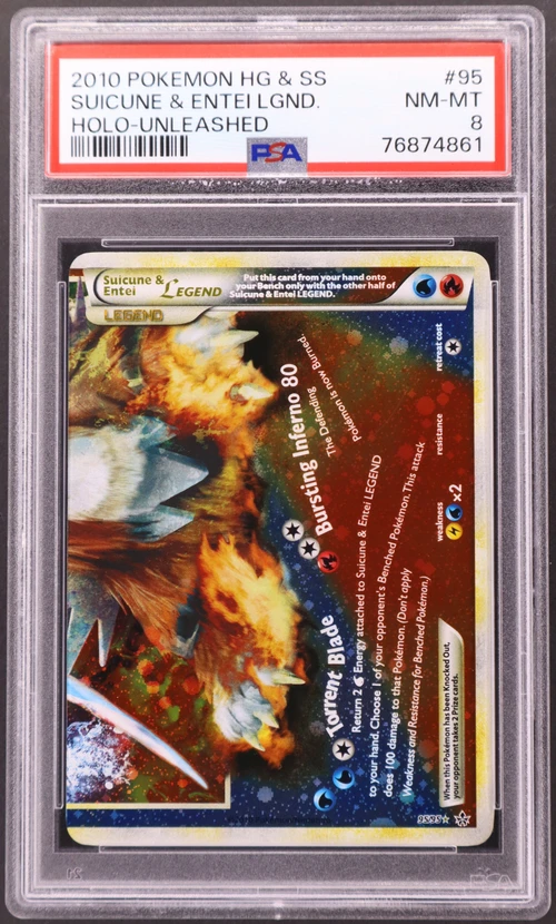 2010 Pokemon Heartgold & Soulsilver Unleashed #95 Suicune & Entei Legend-Holo