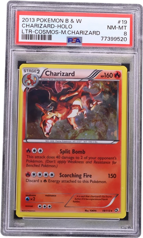 2013 Pokemon Black & White Legendary Treasures #19 Charizard-Holo Cosmos-Mega Charizard