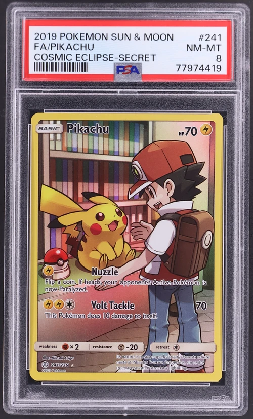 2019 Pokemon Sun & Moon Cosmic Eclipse #241 Full Art / Pikachu Secret