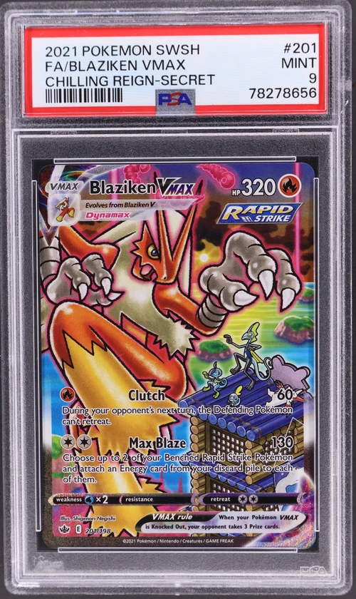 2021 Pokemon Sword & Shield Chilling Reign #201 Full Art / Blaziken Vmax Secret