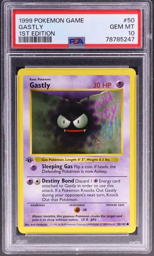 1999 Pokemon Game #50 Gastly 1st Edition
