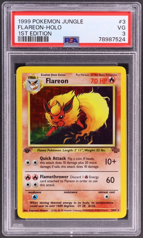 1999 Pokemon Jungle #3 Flareon-Holo 1st Edition