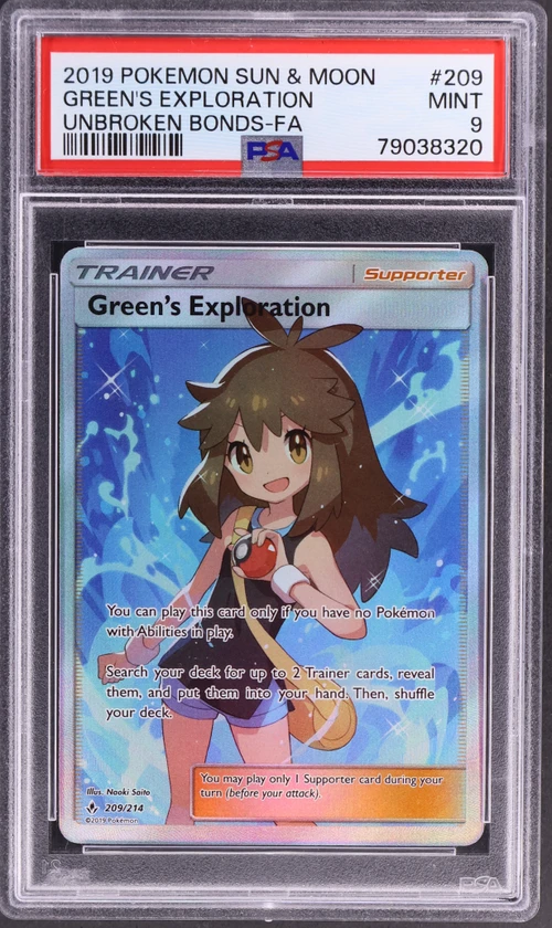 2019 Pokemon Sun & Moon Unbroken Bonds #209 Full Art / Green's Exploration