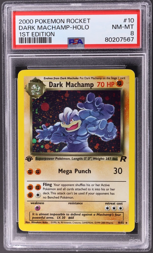 2000 Pokemon Rocket #10 Dark Machamp-Holo 1st Edition