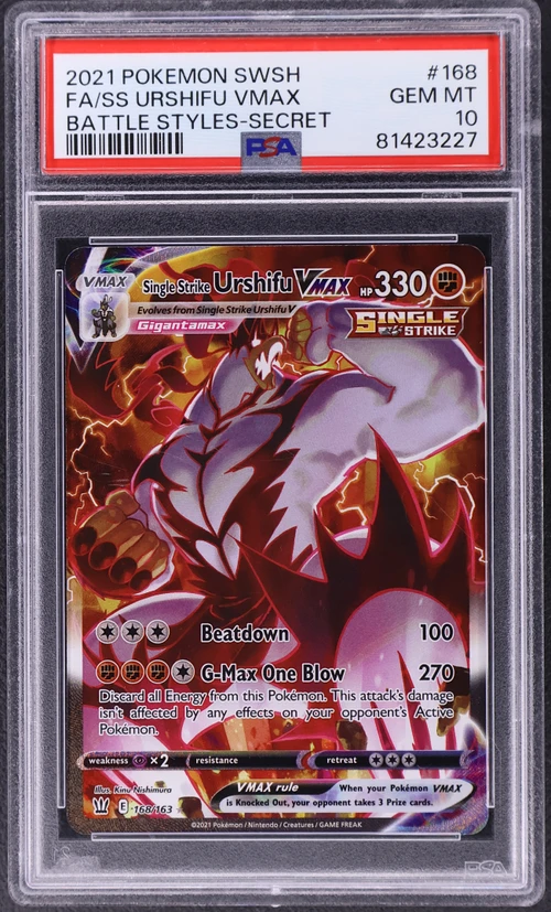 2021 Pokemon Sword & Shield Battle Styles #168 Full Art / Single Strike Urshifu Vmax Secret