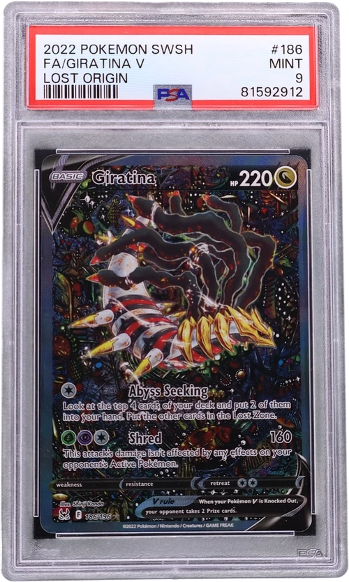 2022 Pokemon Sword & Shield Lost Origin #186 Full Art / Giratina V (PSA 9)