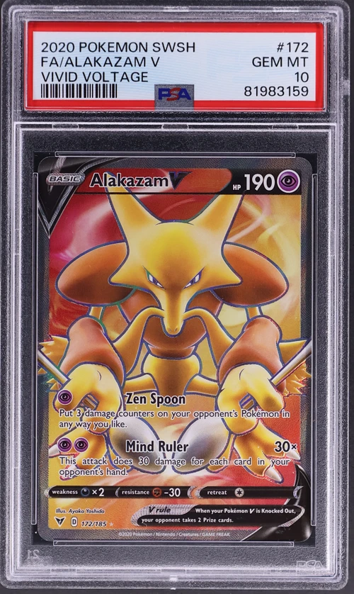 2020 Pokemon Sword & Shield VIVID Voltage #172 Full Art / Alakazam V