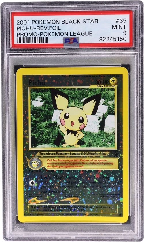 2001 Pokemon Promo Black Star #35 Pichu-Reverse Foil Pokemon League