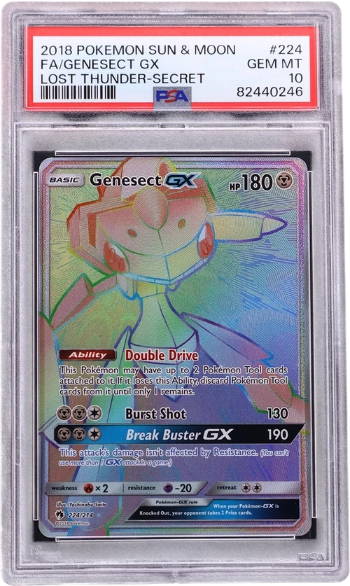 2018 Pokemon Sun & Moon Lost Thunder #224 Full Art / Genesect Gx Secret