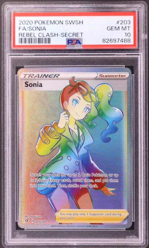 2020 Pokemon Sword & Shield Rebel Clash #203 Full Art / Sonia Secret