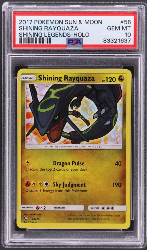 2017 Pokemon Sun & Moon Shining Legends #56 Shining Rayquaza-Holo (PSA 10)