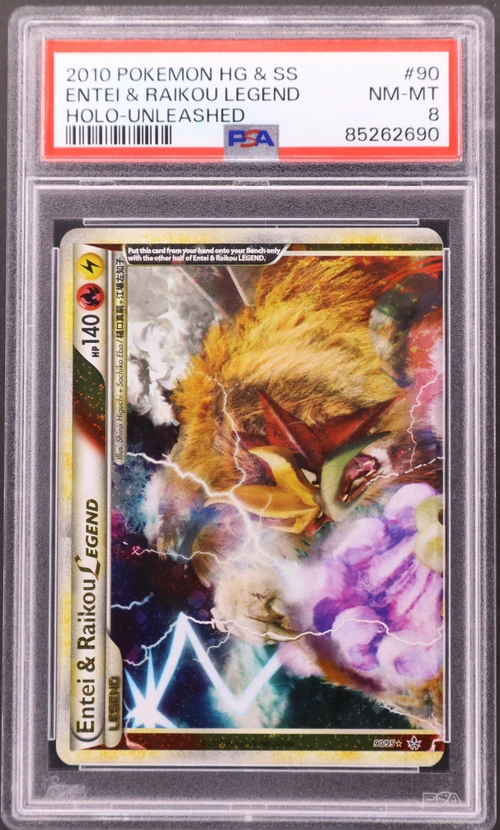 2010 Pokemon Heartgold & Soulsilver Unleashed #90 Entei & Raikou Legend-Holo