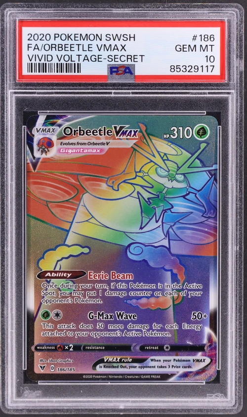 2020 Pokemon Sword & Shield VIVID Voltage #186 Full Art / Orbeetle Vmax Secret