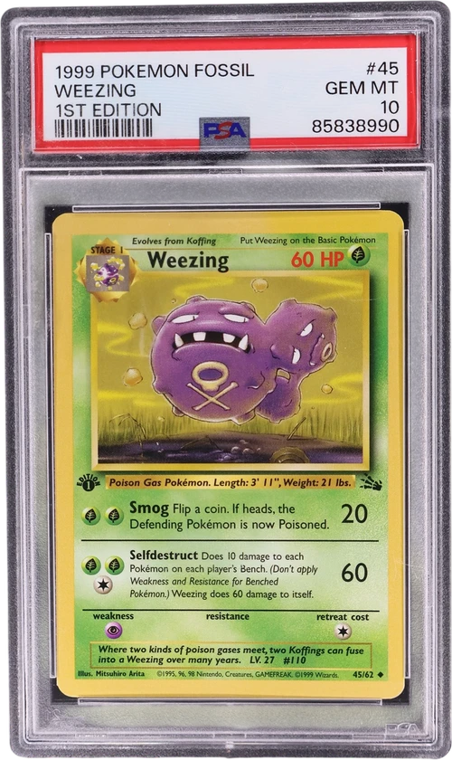 1999 Pokemon Fossil #45 Weezing 1st Edition