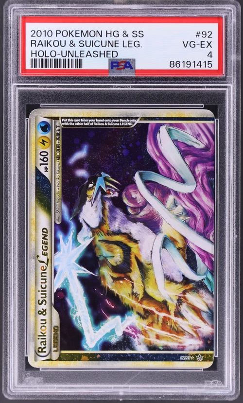 2010 Pokemon Heartgold & Soulsilver Unleashed #92 Raikou & Suicune Legend-Holo