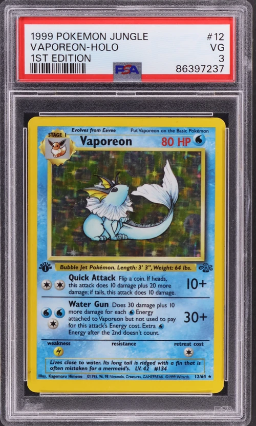 1999 Pokemon Jungle #12 Vaporeon-Holo 1st Edition