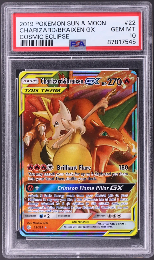 2019 Pokemon Sun & Moon Cosmic Eclipse #22 Charizard & Braixen Gx