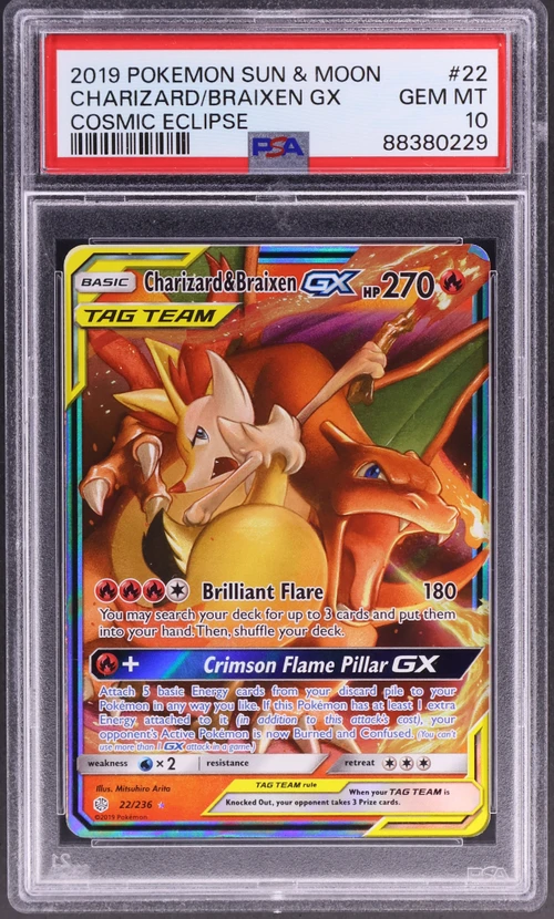 2019 Pokemon Sun & Moon Cosmic Eclipse #22 Charizard & Braixen Gx