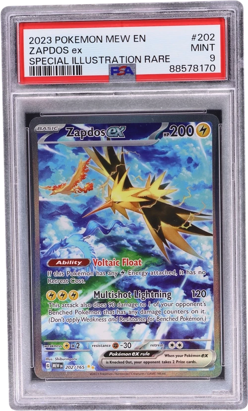 2023 Pokemon Mew En-151 #202 Zapdos Ex Special Illustration Rare (PSA 9)