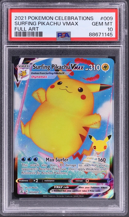 2021 Pokemon Celebrations #009 Full Art / Surfing Pikachu Vmax