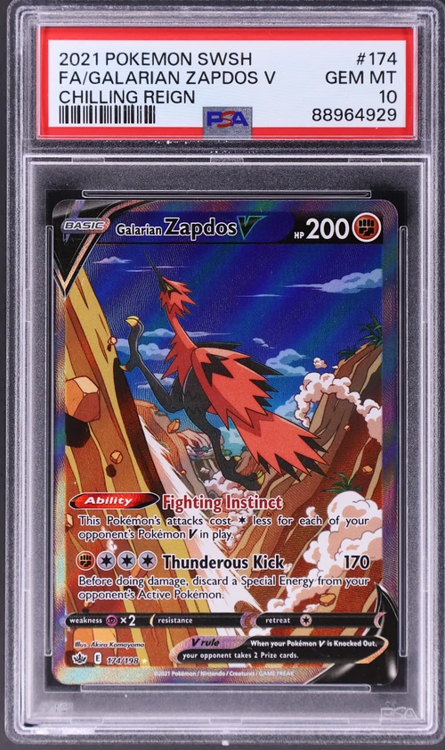 2021 Pokemon Sword & Shield Chilling Reign #174 Full Art / Galarian Zapdos V