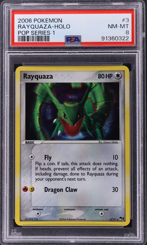 2006 Pokemon Pop Series 1 #3 Rayquaza-Holo (PSA 8)