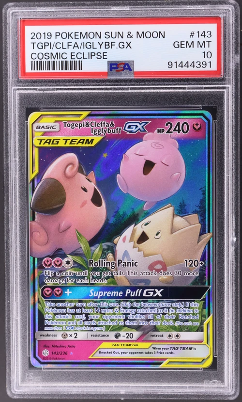 2019 Pokemon Sun & Moon Cosmic Eclipse #143 Togepi & Cleffa & Igglybuff Gx