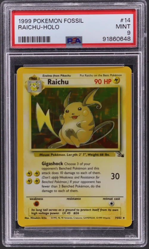 1999 Pokemon Fossil #14 Raichu-Holo
