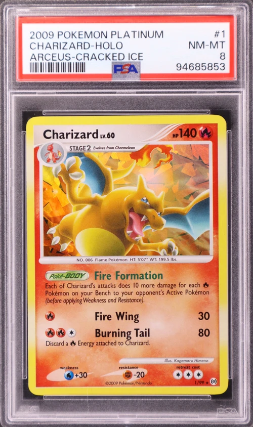 2009 Pokemon Platinum Arceus #1 Charizard-Holo Cracked Ice