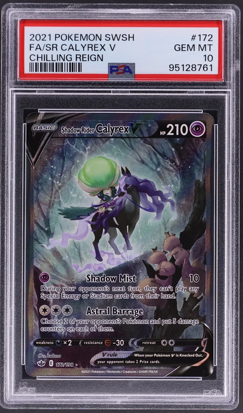 2021 Pokemon Sword & Shield Chilling Reign #172 Full Art / Shadow Rider Calyrex V