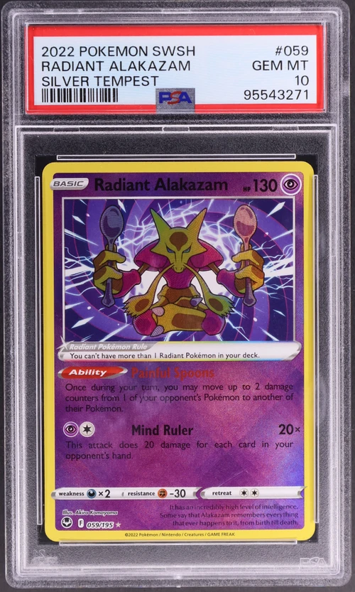 2022 Pokemon Sword & Shield Silver Tempest #059 Radiant Alakazam