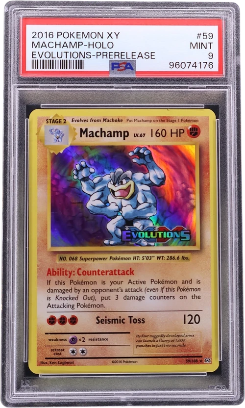 2016 Pokemon Xy Evolutions #59 Machamp-Holo Prerelease (PSA 9)
