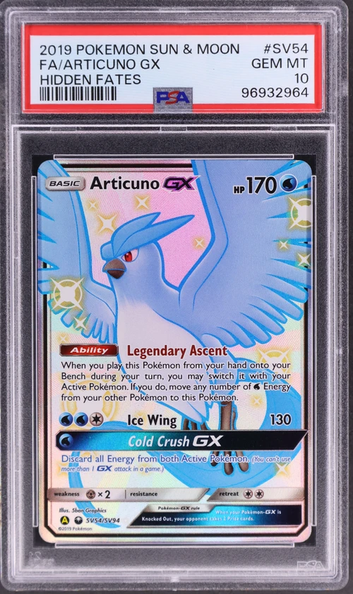 2019 Pokemon Sun & Moon Hidden Fates #SV54 Full Art / Articuno Gx
