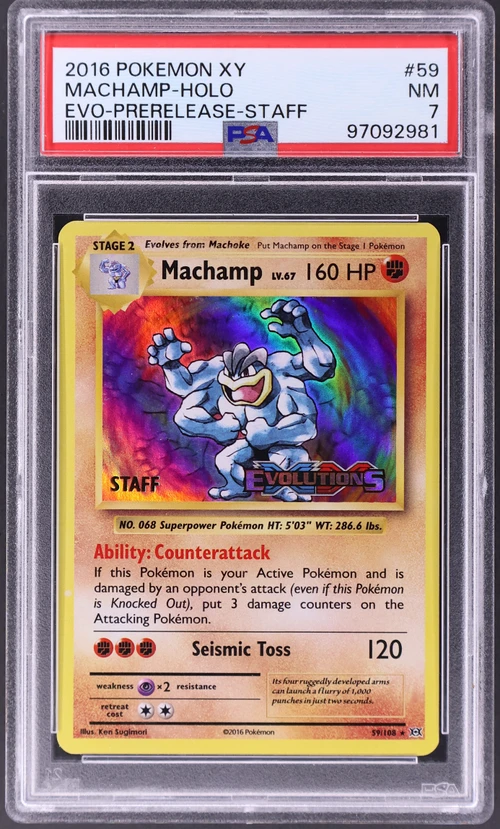2016 Pokemon Xy Evolutions #59 Machamp-Holo Prerelease-Staff