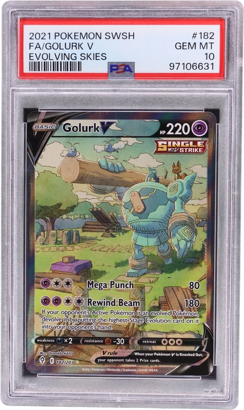 2021 Pokemon Sword & Shield Evolving Skies #182 Full Art / Golurk V
